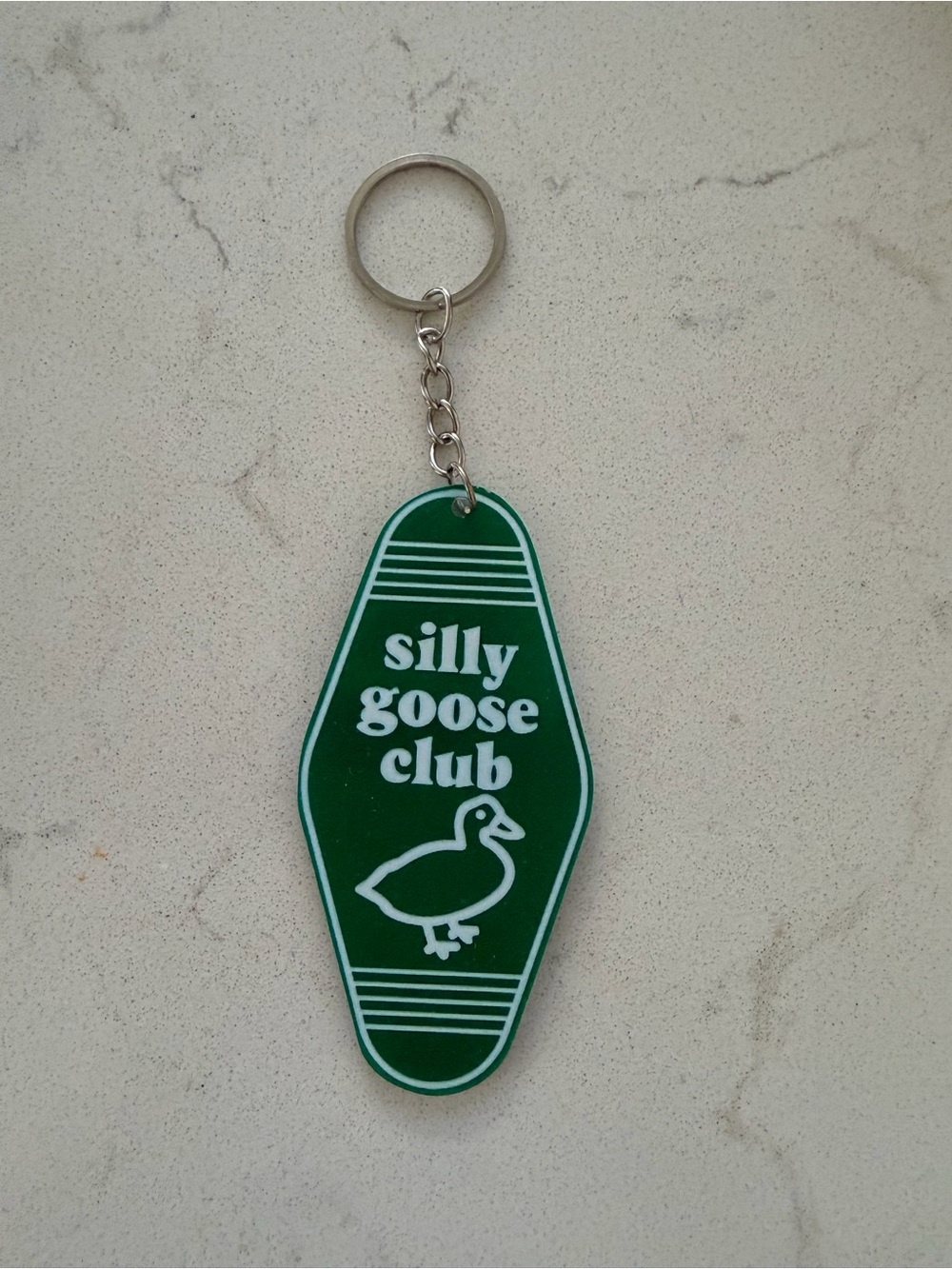 Silly goose club keychain green